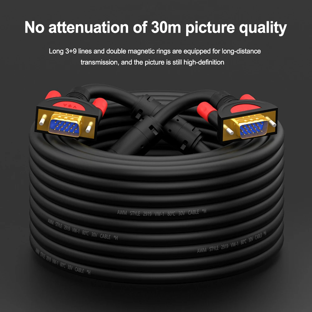 

Кабель-удлинитель VGA для передачи данных, медный, HD, 1,5-25 м