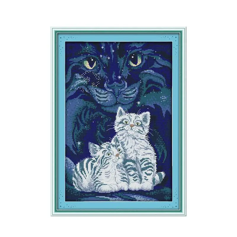 

Two little white tigers cross stitch kit animal cartoon 14ct 11ct print canvas stitching embroidery DIY handmade needlework