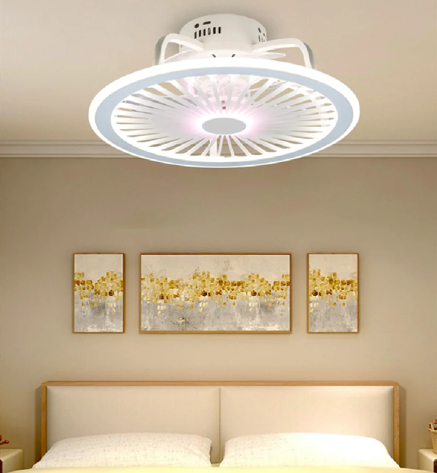 

HengYuan lighting intelligent ceiling fan lamp modern design led creative lamp bedroom study restaurant three color remote co