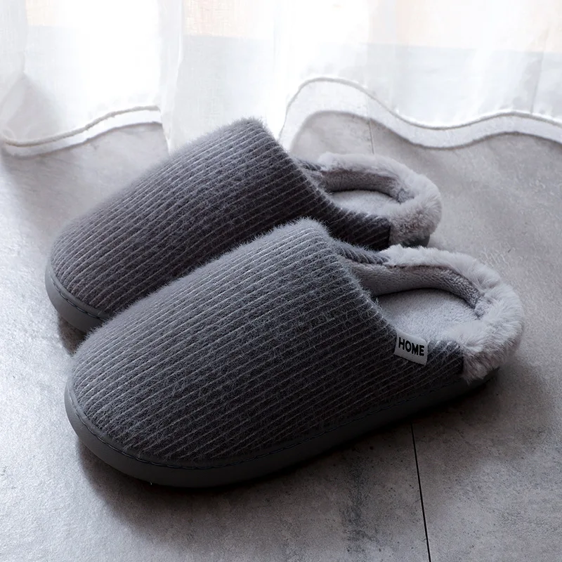 Warm Winter Furry Soft Short Slippers Women Man Bedrooms Home Cotton Shoes Indoor Platform Slides Famale Plush Ladies Slippers