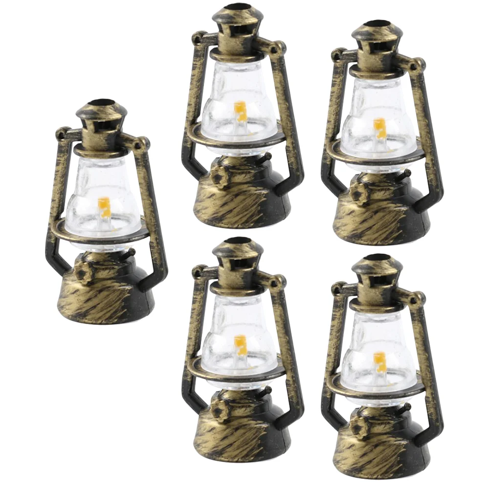 

5 Pcs Vintage Toys Retro Kerosene Lamp Mini Simulation Model House Adornment Burner Plastic