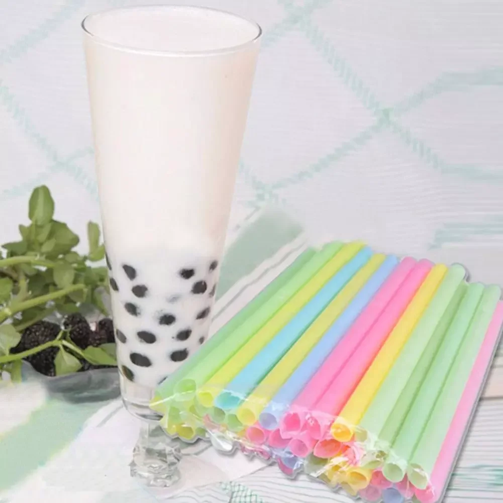 

100pcs Large Drinking Straws Mixed Colors Straws For Pearl Bubble Milk Tea Smoothie Drink Party Plastic Bar Accessories