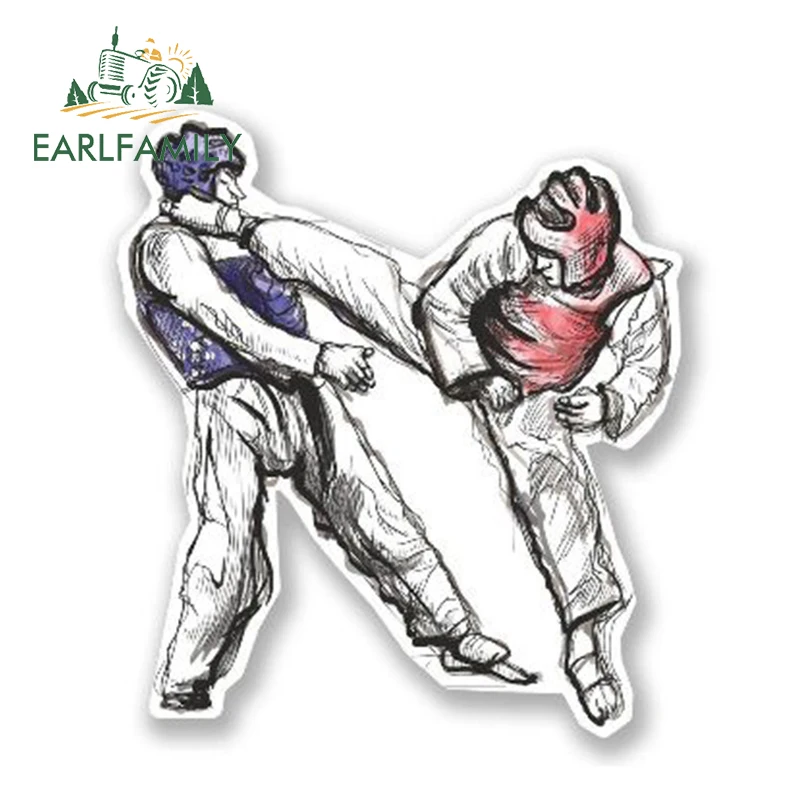 

EARLFAMILY 13 см x 11 см забавная наклейка на автомобиль Тхэквондо боевые искусства Переводные виниловые аксессуары для мотоциклов мультяшный Kongfu автостайлинг