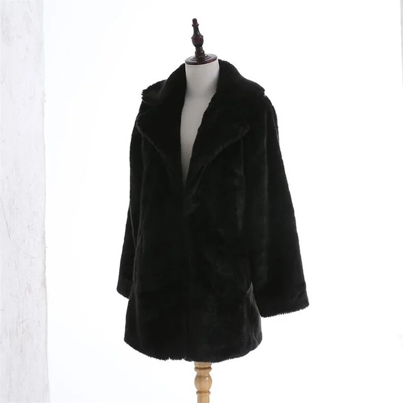 Autumn faux fur leather jacket womens Long sleeve warm fur leather coat women jackets winter thicken black B528 enlarge