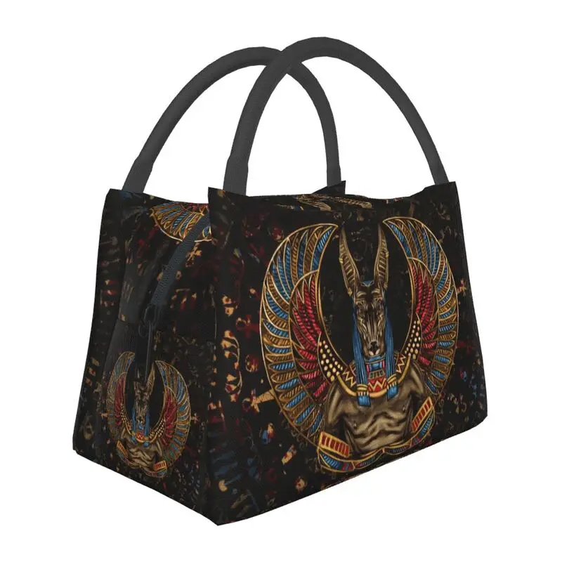 

Anubis Egyptian God Insulated Lunch Bags for Women Leakproof Ethnic Ancient Egypt Cooler Thermal Bento Box Beach Camping Travel