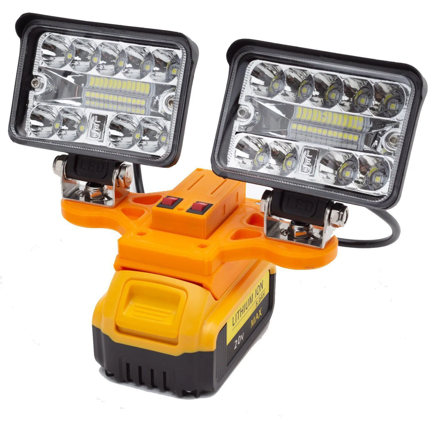 Enlarge Work Light 1800 For DeWalt 18/20V Dual 36W Llumens Orange Yellow High-Low Flashing18 Lamp Bead 3 Speed Adjustment Square 3 Inch