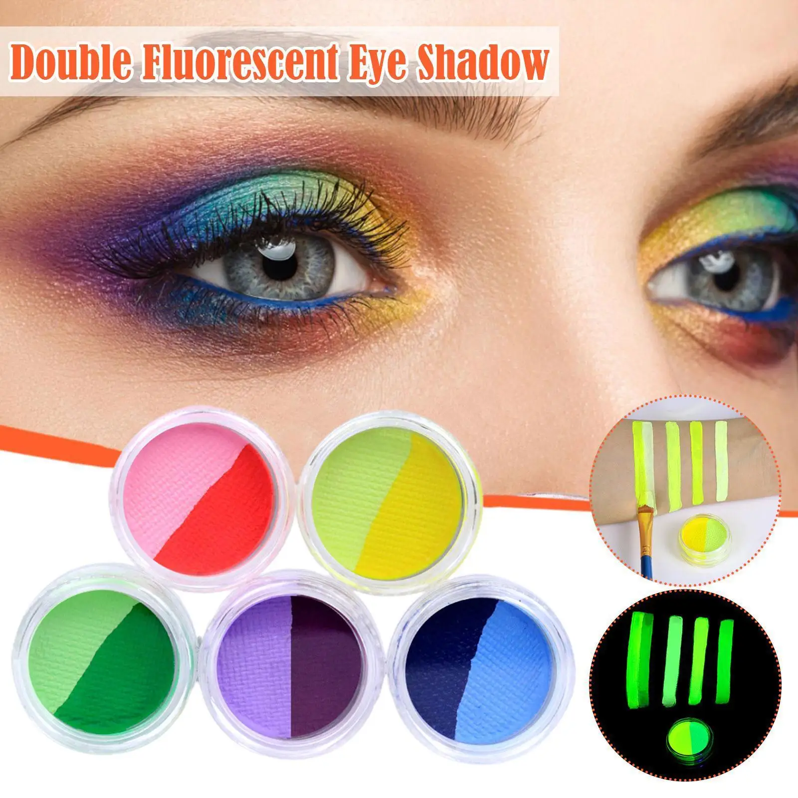 

3g Fluorescent Double Color Washable Face Color Eye Makeup Body Paint Body Cream Paint Supplies Shadow Paint Eyeliner Q1C6