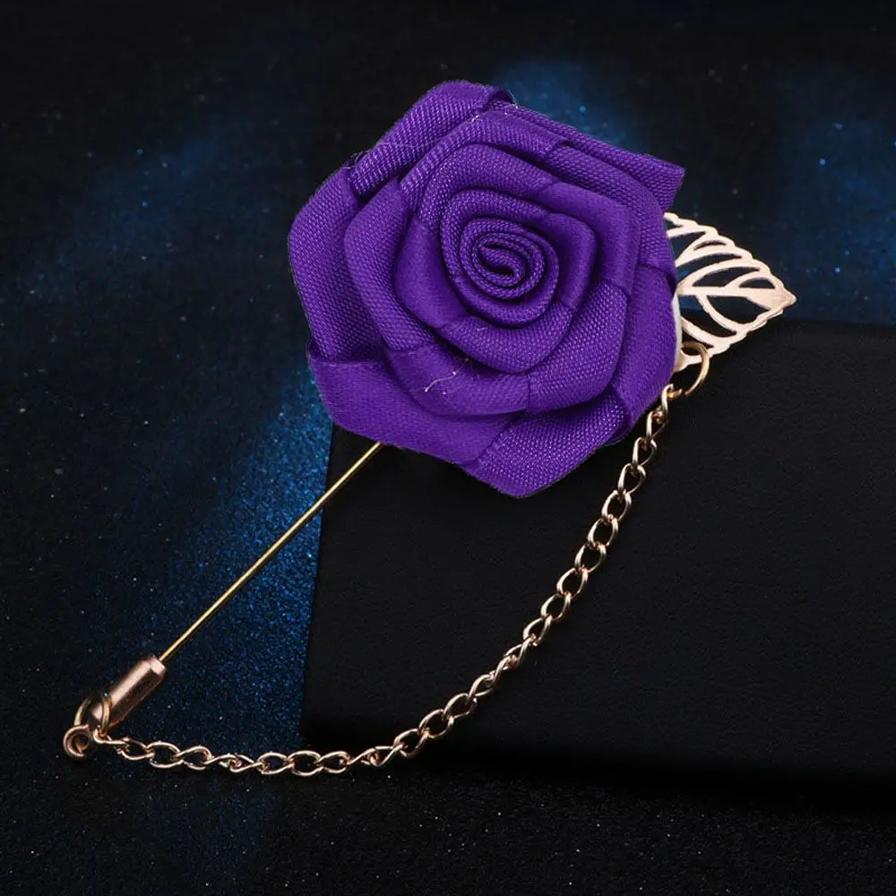 Стильный модный корсаж с цветами булавка на лацкане листья розы модные