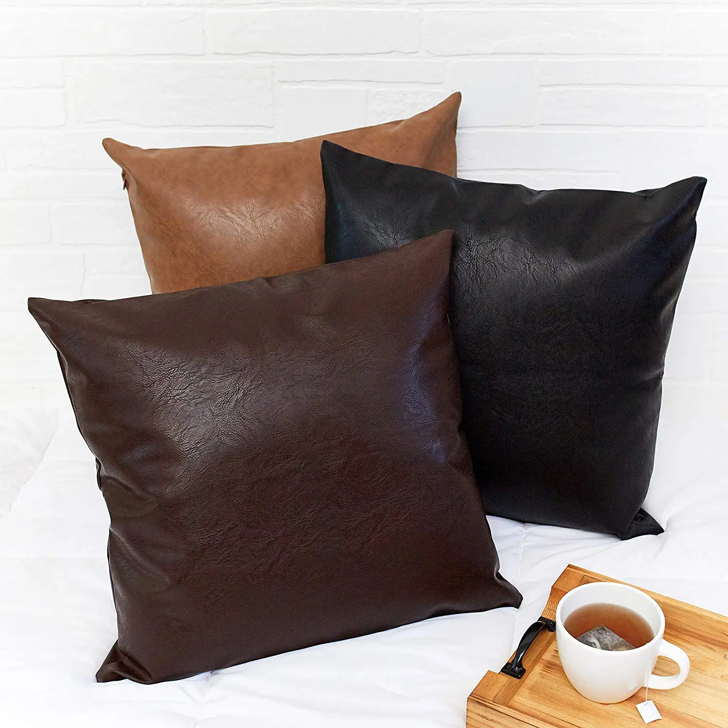 

NEW Luxury Leather Throw Pillows Cover Modern Faux Leather Farmhouse Cushion Cover Sofa Couch Livingroom Decorative Pillows Case