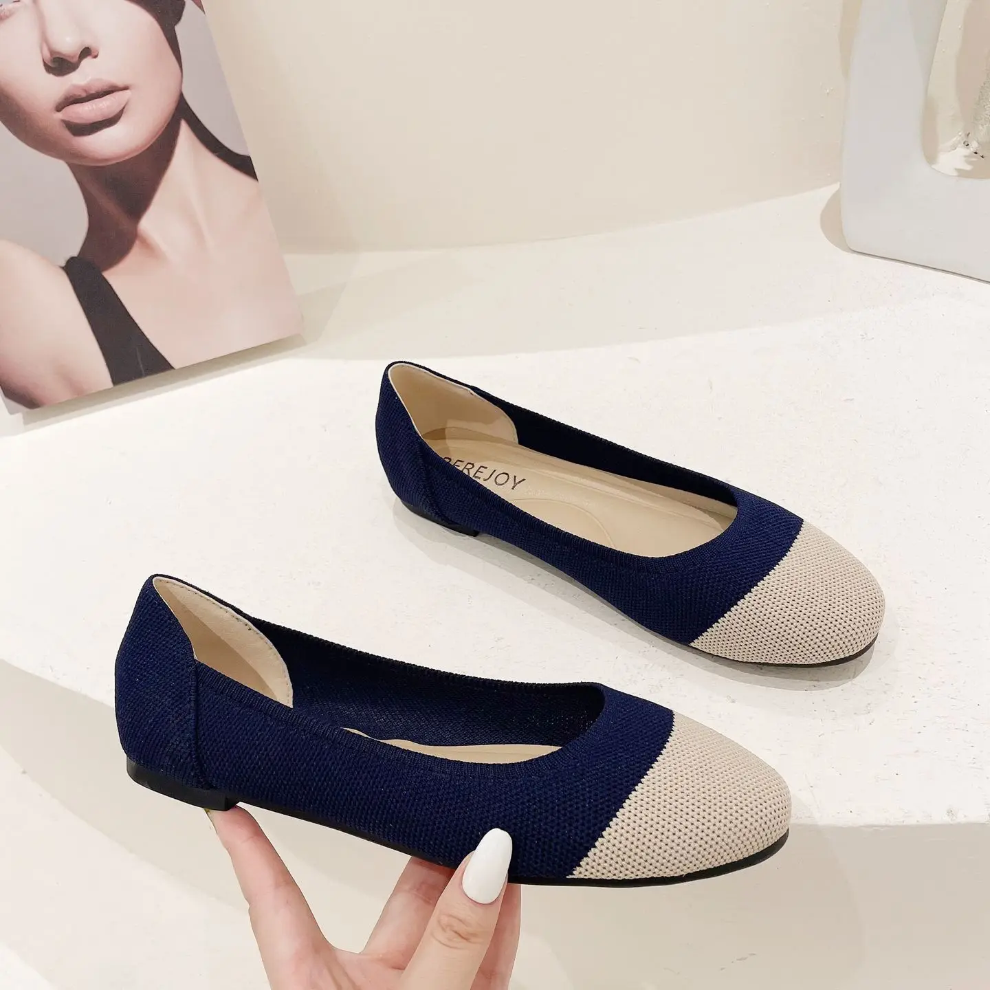 Туфли женские трикотажные на плоской подошве Размеры 35-43