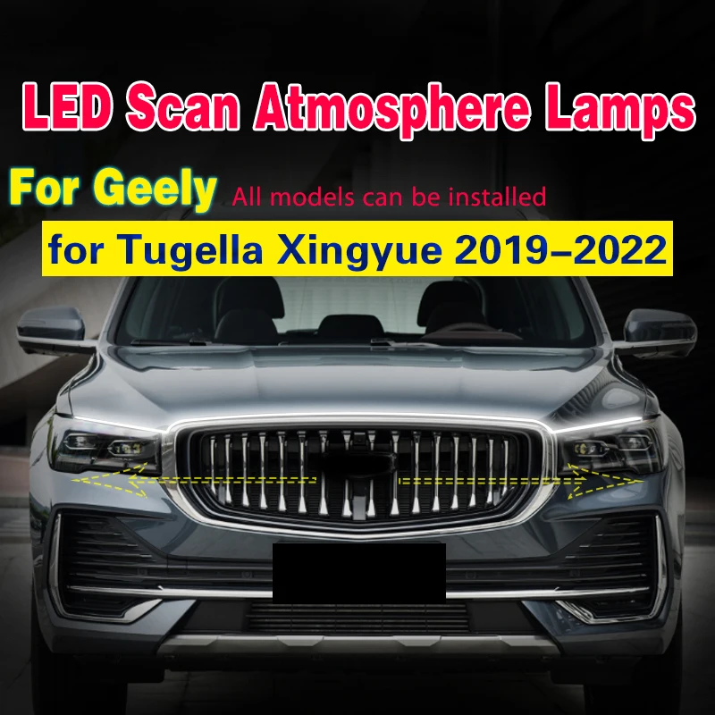 For Geely XingYue Tugella YF11 2019-2022 Car LED Daytime Running Waterproof Flexible Lamp Fog Light With Start Scan Light Strip