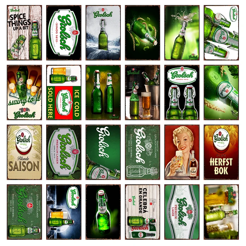 

[DecorMan] Grolsch пивной голландский жестяной знак, Настенная картина на заказ, украшение для паба, комнаты