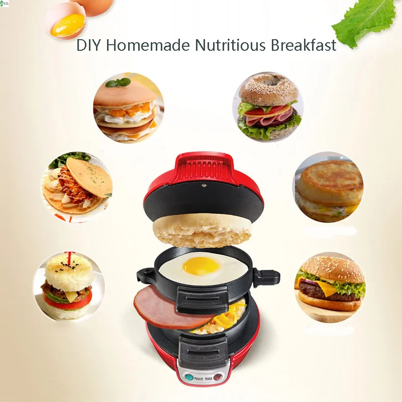 

Электрический гамбургер, домашняя двухсторонняя Подогреваемая сэндвич-машина для завтрака