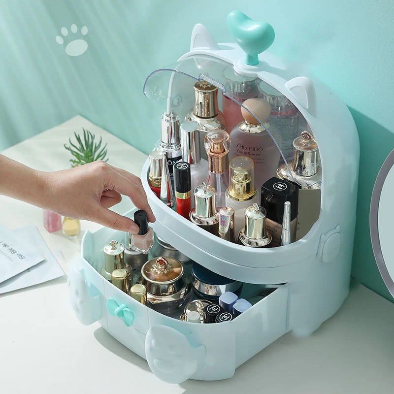 Прозрачный органайзер для макияжа милая коробка хранения косметики девочек