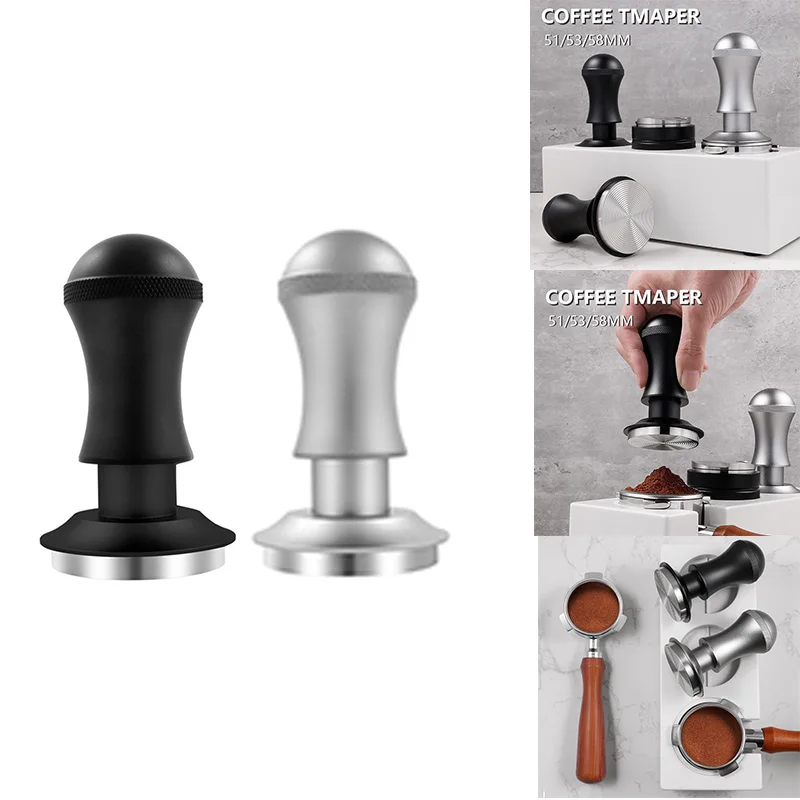 

1 Piece 58Mm Espresso Tamper Premium Barista Tools Tamper With Spring Thread Bottom Black