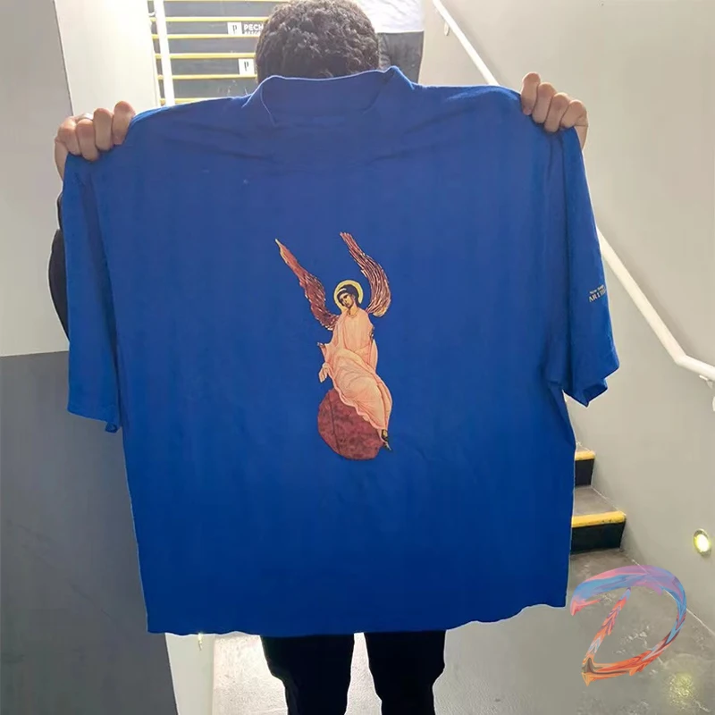

Kanye Sunday Service Real Picture Photo High Quality Kanye West Jesus Is King T-shirt Foam Logo Blue Top Tee