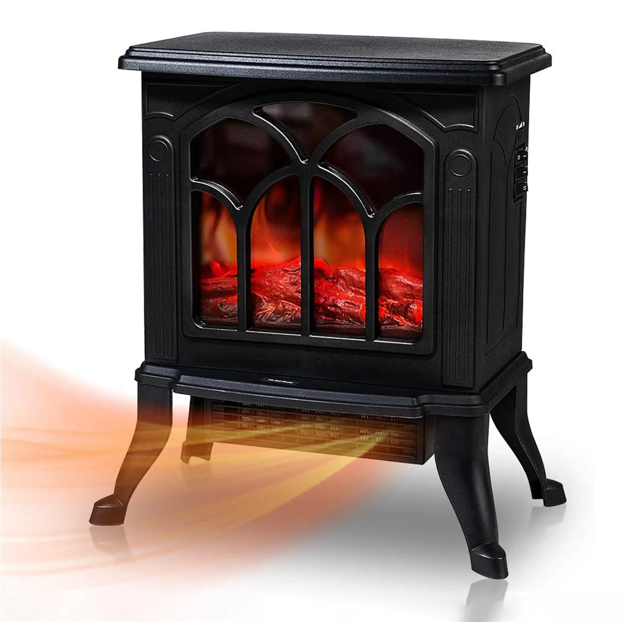 With Faux Log And Flame Effect, Black