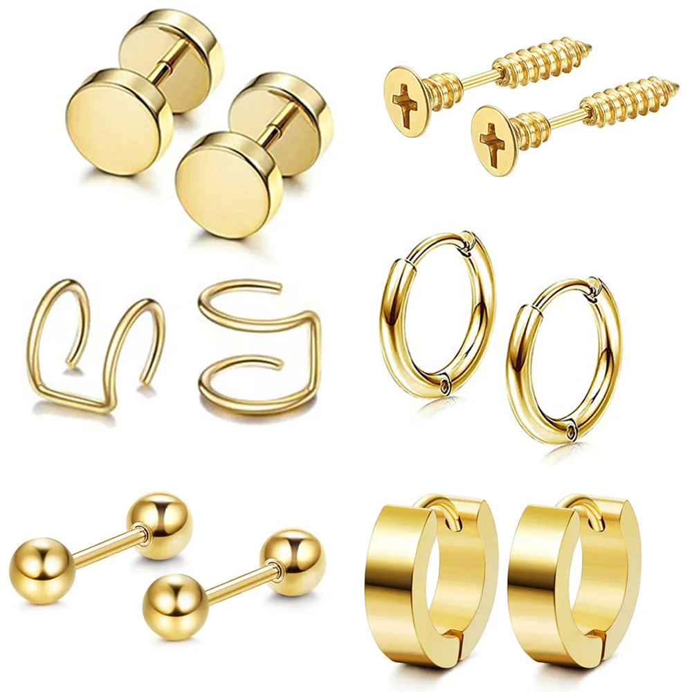 6 пар женские серьги-гвоздики