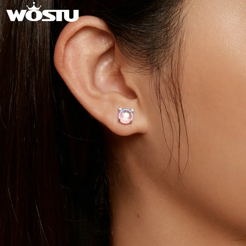 Женские серьги-гвоздики WOSTU серьги из стерлингового серебра 925 пробы в форме