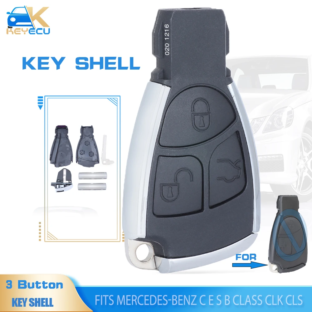 

KEYECU 3 Button Modified Smart Remote Car Key Shell Case Fob for Mercedes-Benz C E S B Class CLK CLS SLK 2001 - 2010