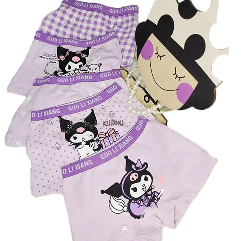 

Трусики для девочек Sanrio Kuromi cinnamoroll, нижнее белье для девочек, удобные антибактериальные Угловые штаны с мультяшным рисунком