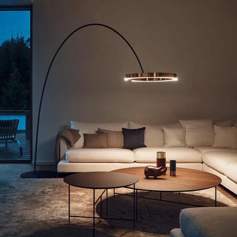 

Modern LED Wrought Iron Art Luminaires for Living Room Bedroom Sofa Home Decor Standing Light Nordic Circle Fishing Floor Lamp