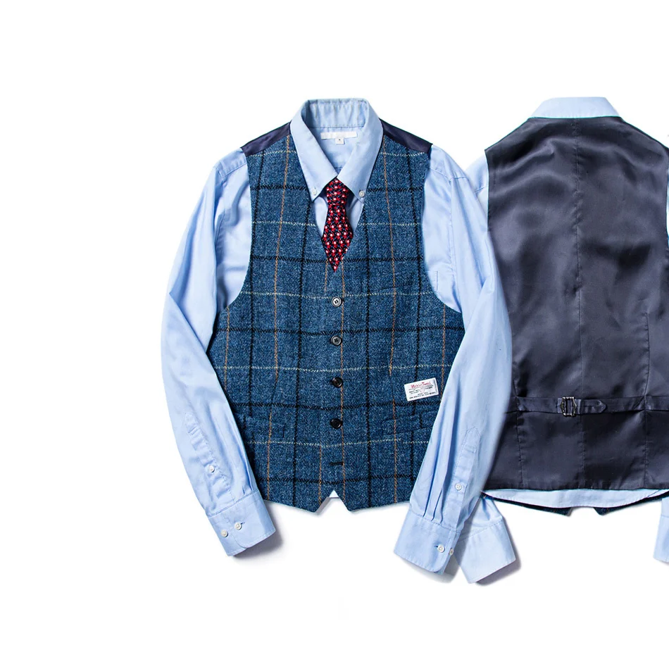 

Винтажный шерстяной деловой Повседневный жилет из твида Гарри RAY KWOK, майка Amekaji