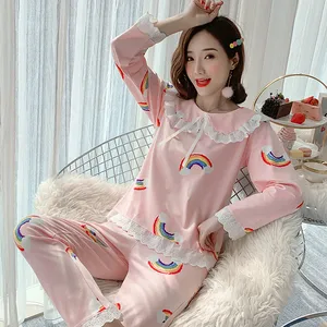 Women Pajamas Set Ladies Long Sleeves Cute Sleepwear Shirt Women's Home Wear Clothing Sweet Pyjamas Elegant Womens Pajamas Sets