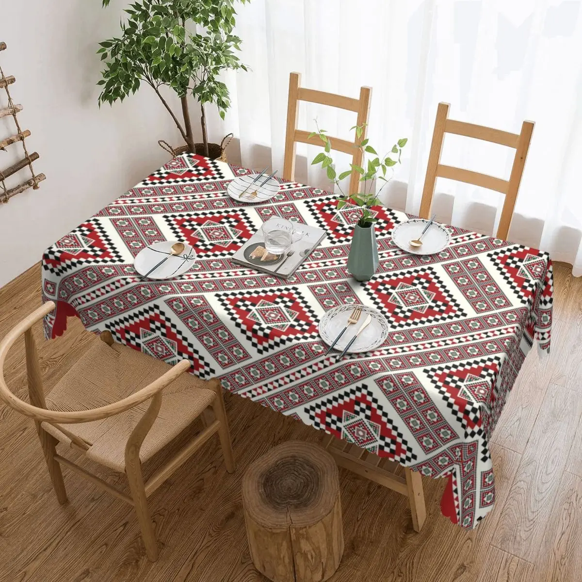 

Traditional Embroidery Romanian Towel Model Corners Rectangular Tablecloth Table Cloth Ukraine Boho Bohemian Geometric Table