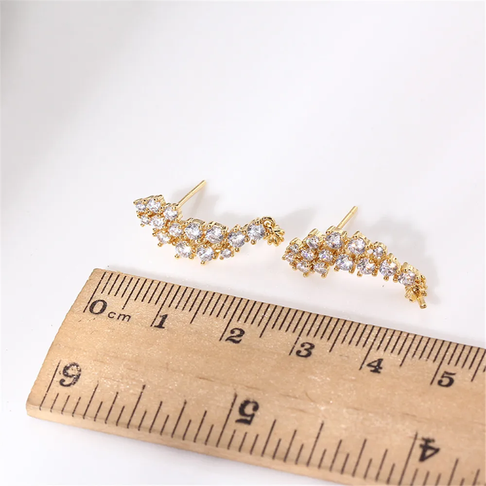 14K gold color preserving S925 silver needle designer zircon Pearl Earrings DIY accessories