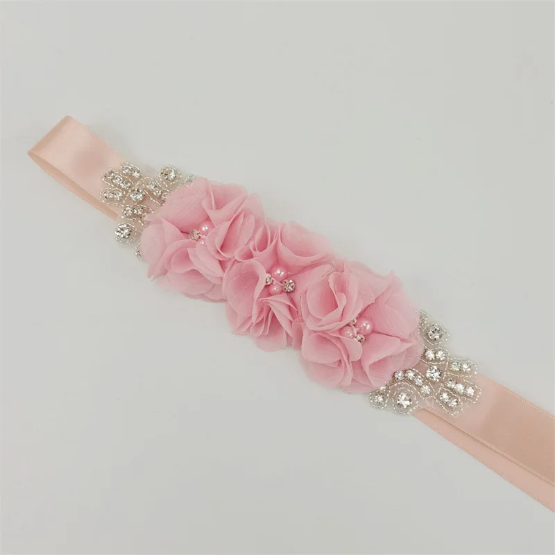 Женский элегантный пояс с тремя жемчужинами и цветами стразы свадебное платье на