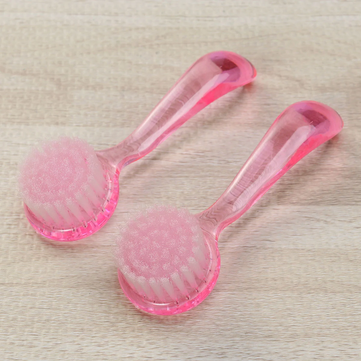 

2pcs Small Pets Round Head Cleaning Bath Brush with Lid Washing Face Artifact Super Handmade Cleansing Brush (Pink)