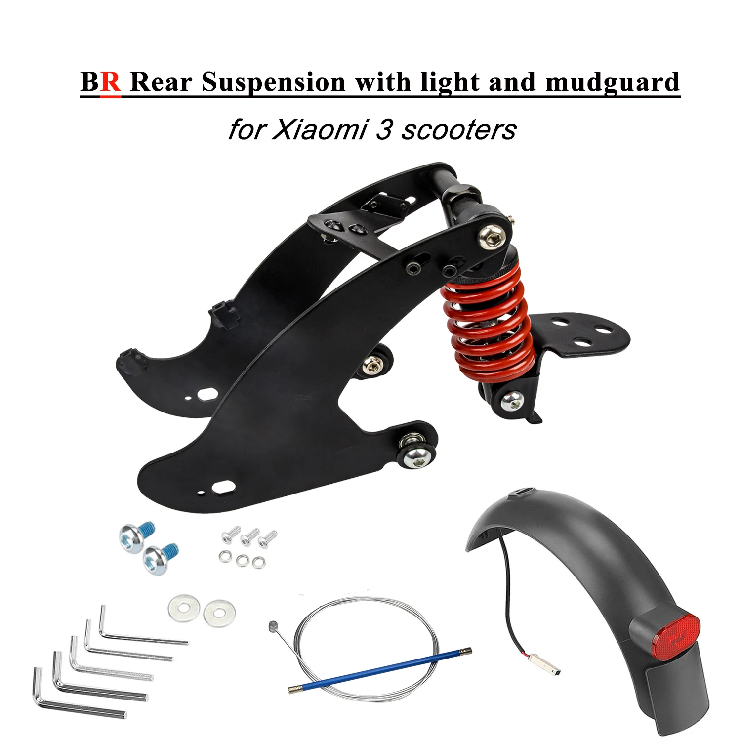 Ulip Rear Suspension Set For Xiaomi MI3 Electric Scooter Accessories Rear Shock Absorber With Fender Light Replacement Parts