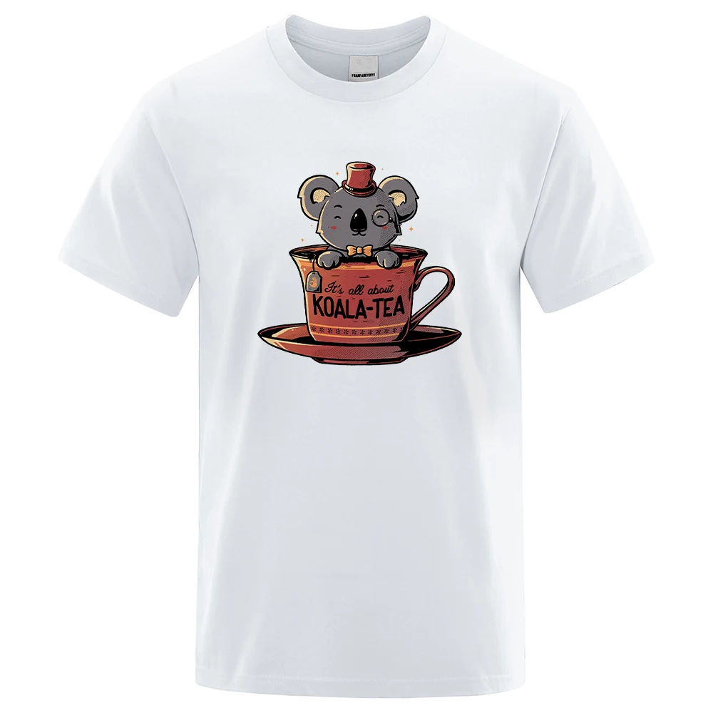 

Футболка мужская с забавным мультяшным коала, повседневная хлопковая рубашка с коротким рукавом, топ, модная уличная одежда, лето