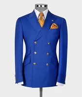 royal blue classic 6 buttons men suits slim fit 2 piece jacket pantsdouble breasted wedding groom best man tailor made clothes
