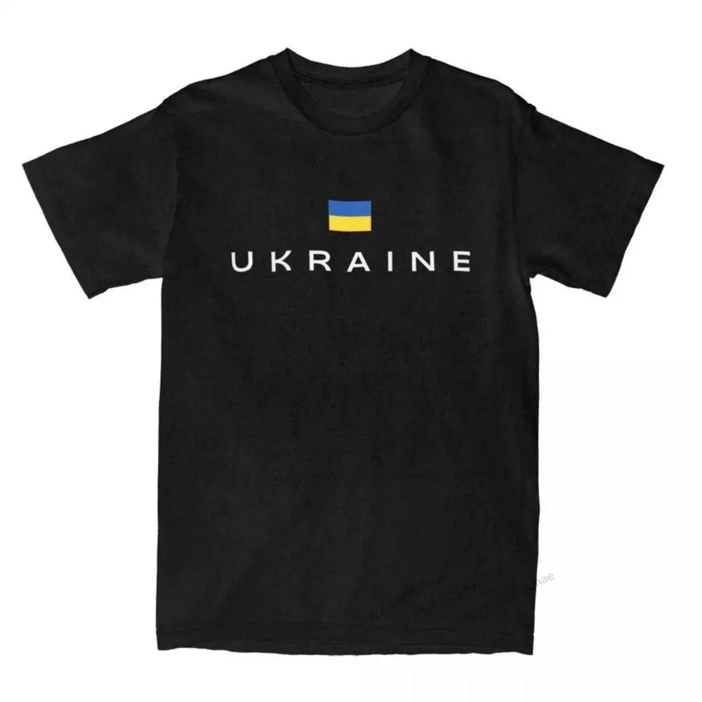 

Men's Ukraine Flag Nation Homeland T Shirt Cotton Clothes Novelty Short Sleeve Round Collar Tees Unique T-Shirts