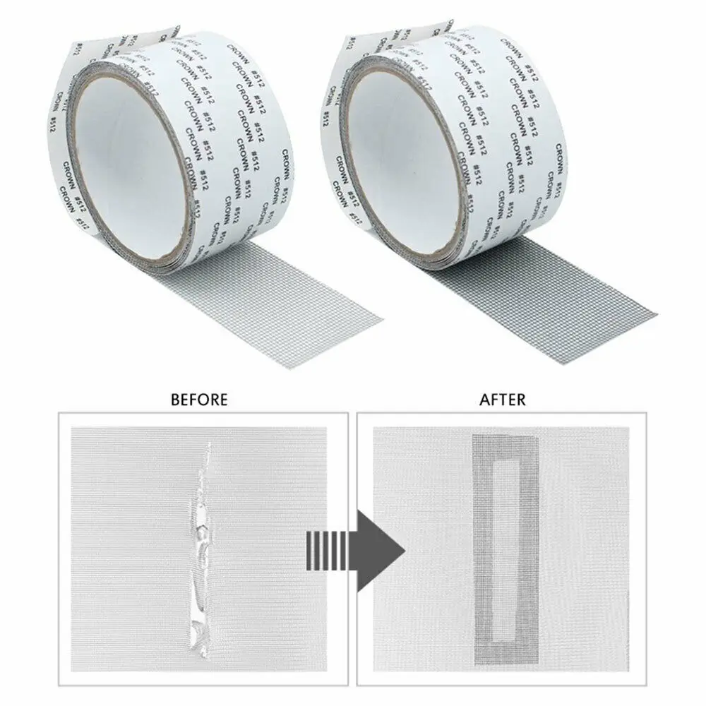 

5cm x 200cm/Roll Window Screen Repair Tape Self-adhesive Net Door Fix Patch Anti-Insect Mosquito Mesh Broken Holes Repair