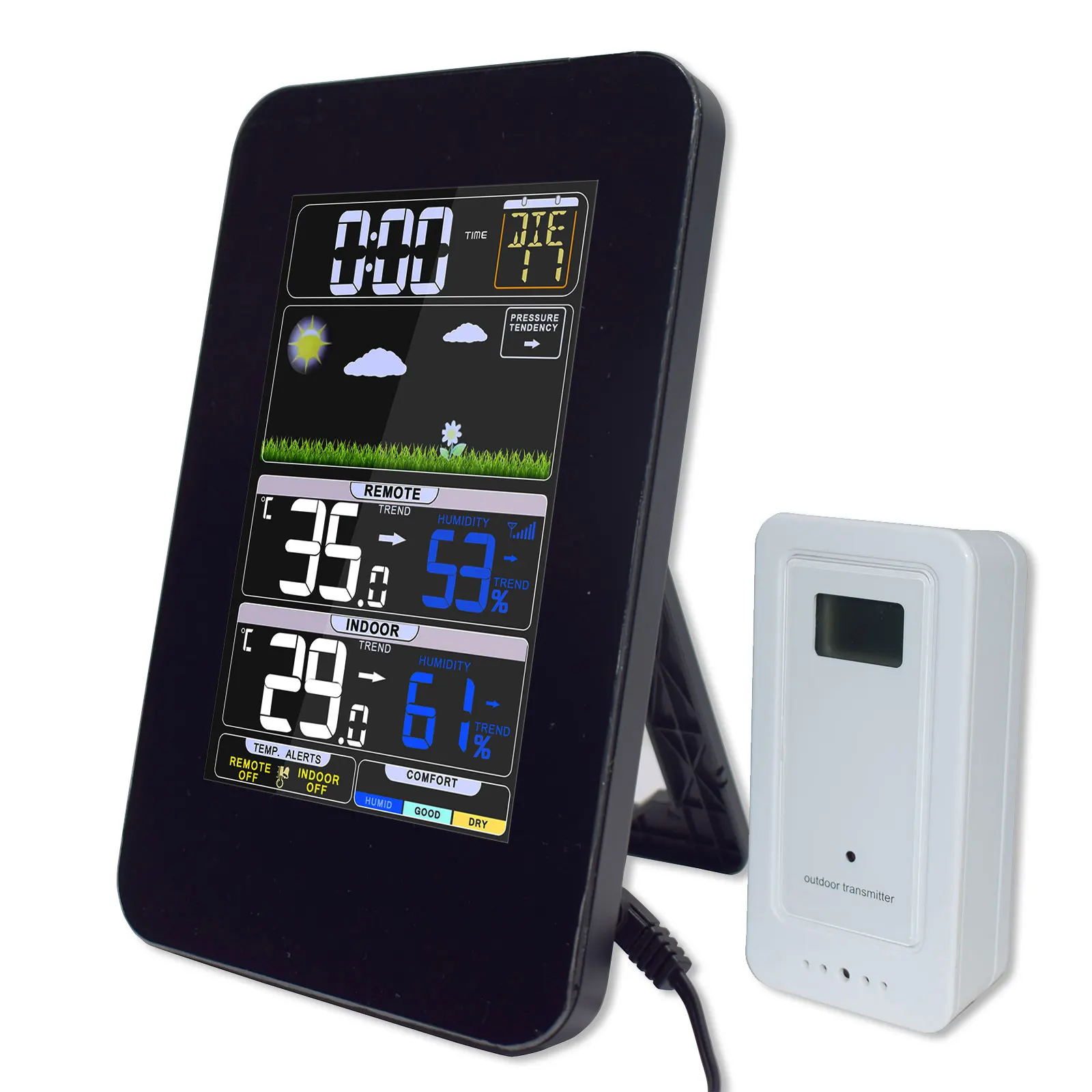 

Dermey DRM-C36 Digital Electronic Snooze Function Alarm Silent Table Clock With Weather Station And Temperature