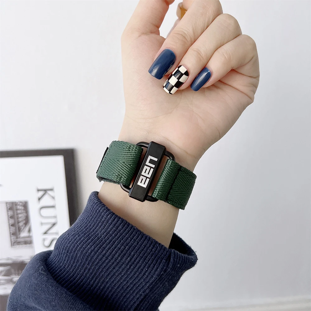 Nylon Watchband For Apple Watch 6 5 4 3 2 Series 44 40mm SE Bracelet Correa For iWatch 7 41 45mm Sport Breathable Strap 38 42mm