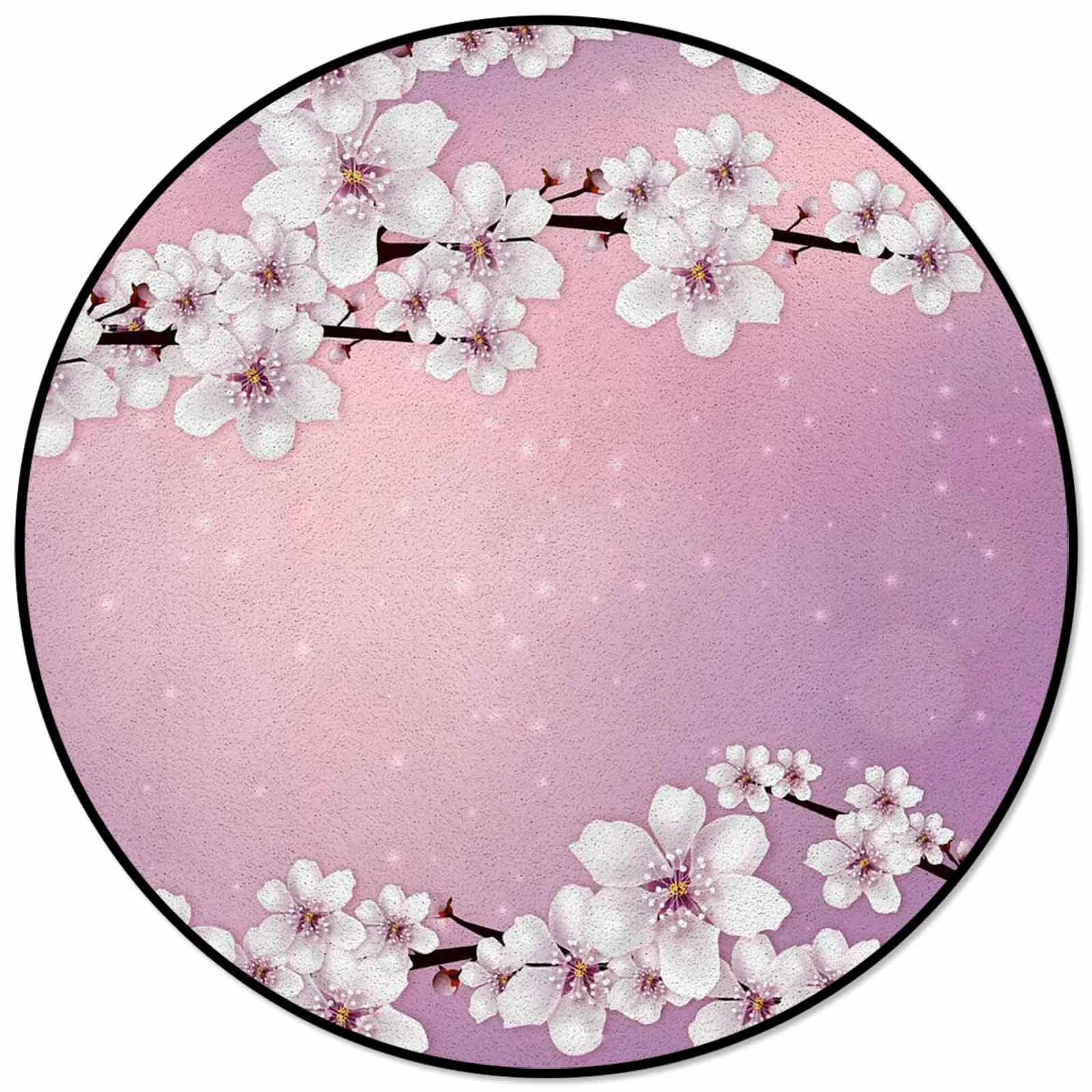 

Spring Cherry Blossom Dream Gradient Rugs And Carpets For Home Living Room Round Rug For Children Rooms Non-slip