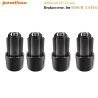 powtree bat411 3000mah li ion battery for bosch 12v bat412a bat413a d 70745gop 2607336013 power tool rechargeable batteries