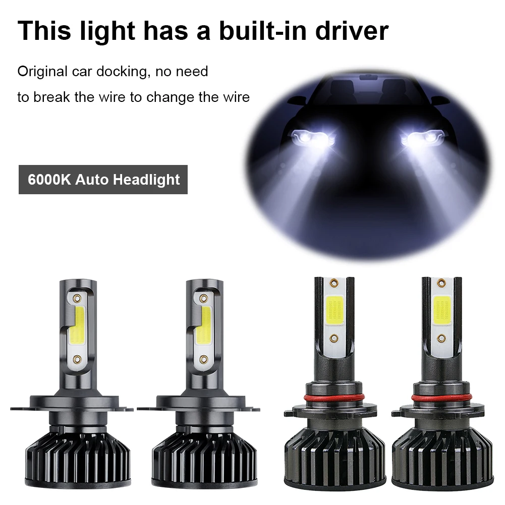 2 шт. автомобильные лампы для фар головного света 38 Вт H4/H11 IP66 3800 лм