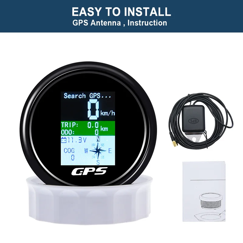 

Speedometer Gauge For Motor Yacht TFT Screen Trip ODO COG With GPS Antenna Voltmeter Odometer Adjustable 9-32V Waterproof