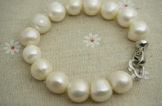 

Unique Design AA 10-11mm White Genuine Freshwater Pearl Bracelet,Huge Pearl Jewelry,Wedding Birthday Happiness Lady Gift
