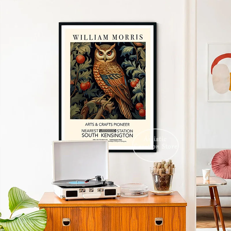 Вильям Моррис белая сова и Сова Печать выставочный плакат холст картина для