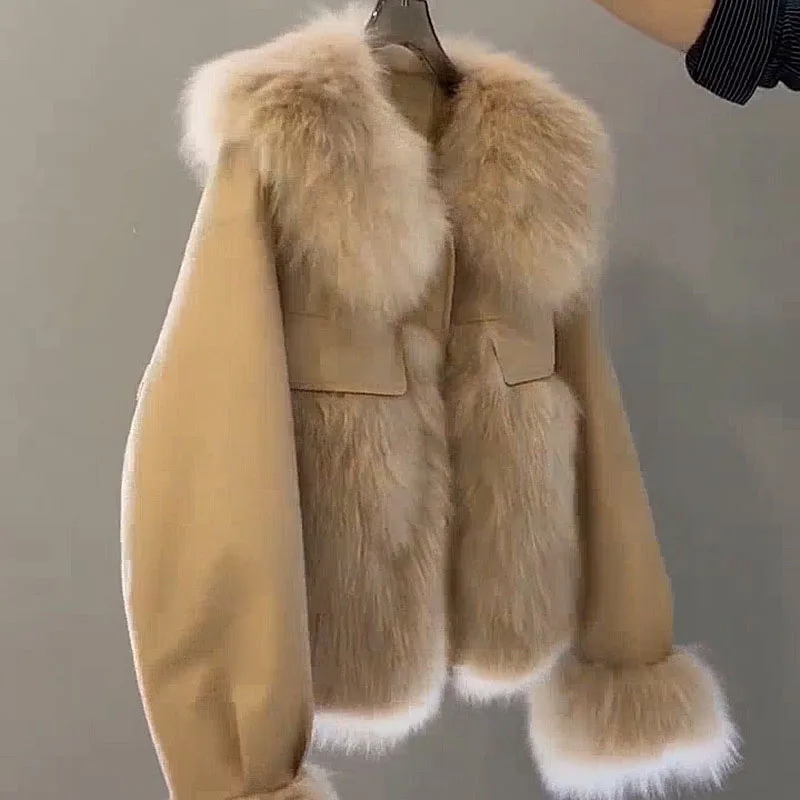 Faux Fox Fur Winter Clothes for Women Fashion 2022 New Elegant Coats Luxury Designer Europe and America Long Sleeves Y2k Jacket
