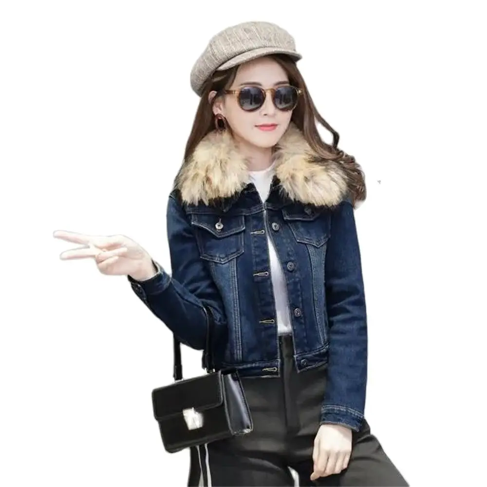 

2023 зимние джинсовые куртки плюс бархатная теплая парка верхняя одежда для женщин кашемировое хлопковое пальто для девушек Модная Джинсовая куртка пальто