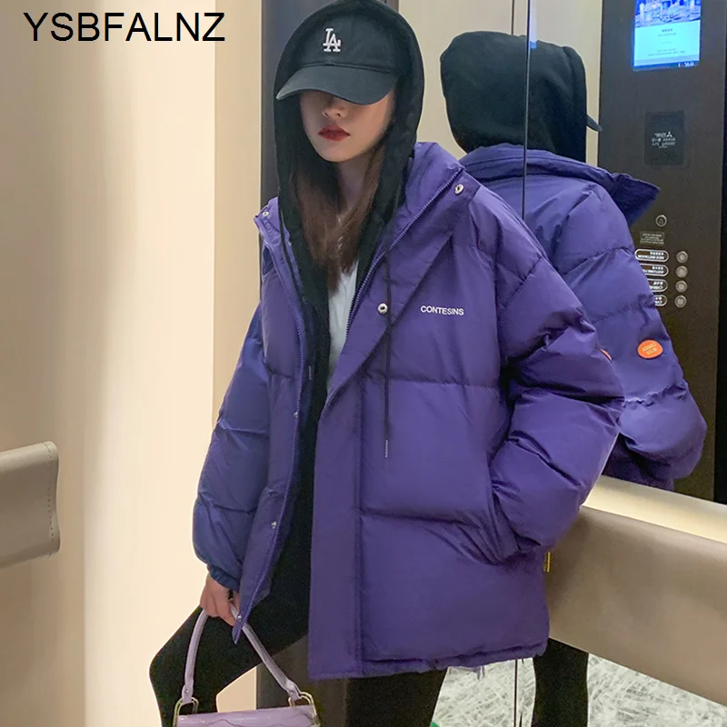 

2022 Winter Women Female Parkas Coat Fashion Solid Thick Warm Hooded Padded Coat Casual Winter Outwear Jacket Parkas