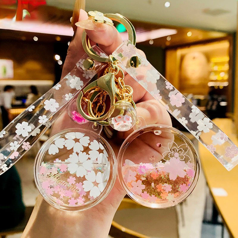 

Cartoon Carrot Rabbit Teacup Into Oil Pendant Liquid Keychain Cute Quicksand Bottle Floating Pearl Bunny Key Chain Bag Hanging