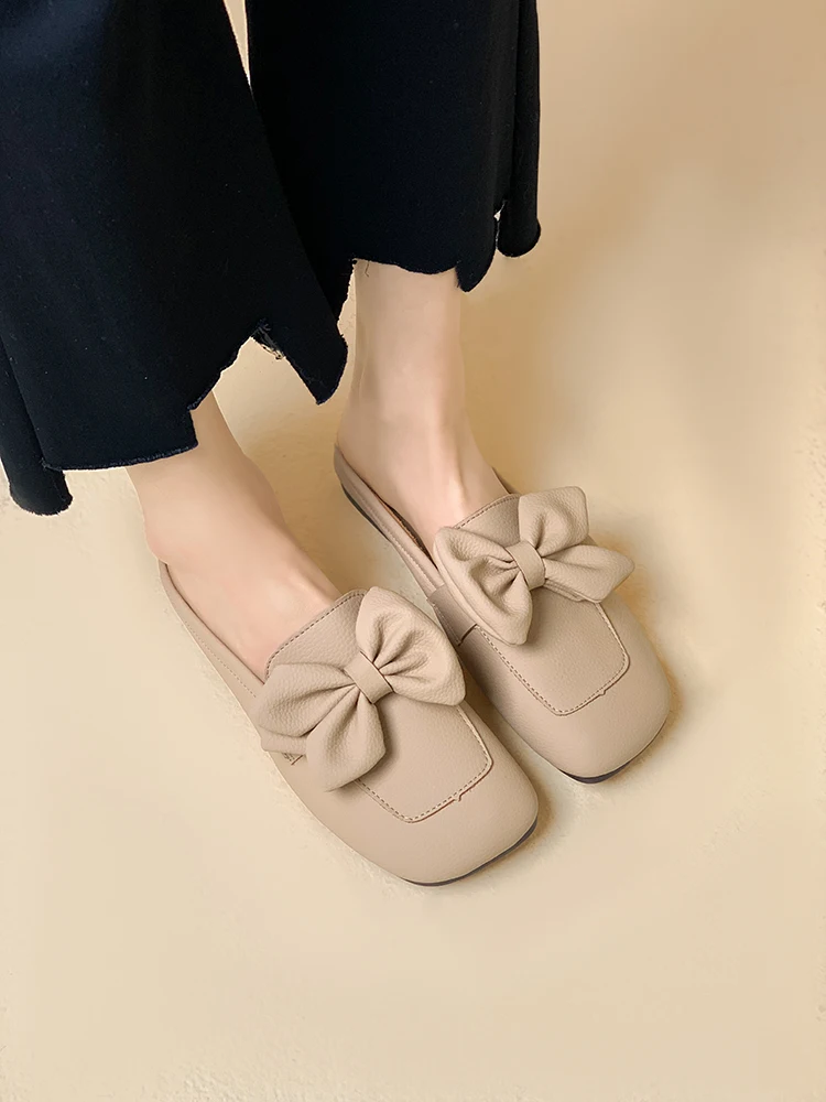 

Повседневная женская обувь, женская обувь на низком каблуке, с квадратным носком и бантом, модель универсальное платье Butterfly, новинка 2022, лет...